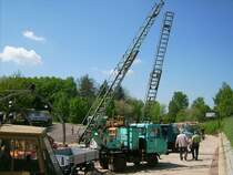 Multicar Drehleiterfahrzeuge auf der Ausstellungsfl�che unterhalb vom Oldtimertreffen in Werdau