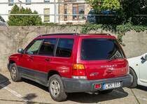 Rückansicht: Subaru Forester in Rot. Foto: August, 2021.