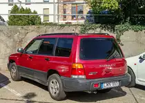 Rückansicht: Subaru Forester in Rot. Foto: August, 2021.