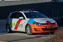 VW Golf der luxemburgischen Polizei stand am 08.02.2023 auf dem Parkplatz der Technischen Kontrolle in Marnach.

