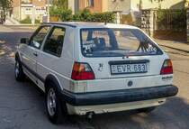 Rückanischt: VW Golf II. Foto: August, 2021.