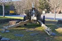 Walkaround Pak 43/41, Deutsche 88 mm Panzerabwehrkanone des 2. Weltkrieges, steht am Eingang von Clervaux, ein Ort im Norden von Luxemburg. 02.2023,  