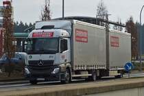 Mercedes Benz Actros Hängerzug, aufgenommen im Norden von Luxemburg. 02.2023

