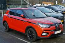 Ssang Yong Tivoli, gesehen auf einem Parkplatz bei einem Einkaufscentrum. 02.2023