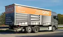 =MAN TGX der Firma ROMA steht zur Fahrerpause an der A 3, 10-2022