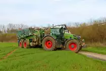 LU Norbert Mäser Fendt Vario 933 mit Kumm Güllefass am 06.04.23 beim Gärreste Fahren in der Wetterau