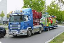 Scania 144L 460, Schausteller-Truck, Teltow im September 2022.