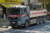 MAN TGS 35.420 Kipper mit Krananbau in Wien unterwegs. 06.2023