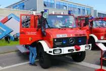 Feuerwehr Mannheim Mercedes Benz Unimog U1300 RW am 13.05.23 beim Tag der offenen Tür der Wache Nord