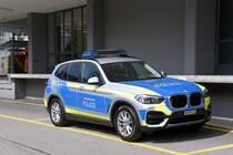 Fahrzeug der Schweizer Transportpolizei am Bahnhof in St. Gallen (09.05.2023)