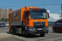 MAN Müllentsorger, gesehen am Schwedenplatz in Wien. 06.2023