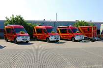 Feuerwehr Rodgau Mercedes Benz Sprinter MTW+MTW und neuer ELW Süd  am 08.06.23 beim Tag der offenen Tür feierlich geschmückt für die Fahrzeugübergabe 