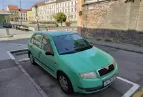 Skoda Fabia I in einer seltenen hellgrünen Farbe  Fantasy green . Foto: März, 2022.