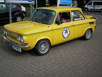 Auch ein NSU Prinz 1200 TT Baujahr 1970 war am 23.Mai 2009 bei der Rgenclassics dabei.Hier bei einem Zwischenstop in Bergen/Rgen.