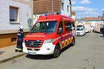 Feuerwehr Mörfelden Mercedes Benz Sprinter ELW am 17.06.23 bei einer Schauübung