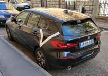 Rückansicht: BMW 1er F40 (dritte Generation) von Share Now. Foto: Oktober, 2022