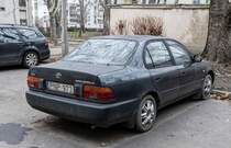 Rückansicht: Toyota Corolla E100 Sedan. Foto: Januar, 2022.