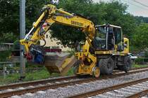 Cat 924 Zweiwegefahrzeug, aufgenommen nahe eine Bahnbaustelle in Enscherange. 25.08.2023

