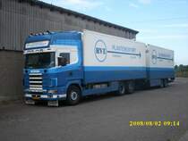 Niederlndischer SCANIA-Hngerzug am 02.August 2008 in Bergen/Rgen.