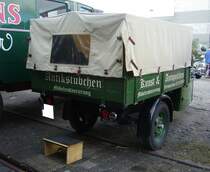 Heckansicht eines Goliath F 400 Dreirades aus dem Jahr 1937. 50. Jahrestreffen der Borgward I.G. e.V. an der  Alten Dreherei  in Mülheim an der Ruhr.