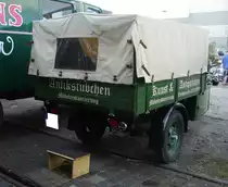 Heckansicht eines Goliath F 400 Dreirades aus dem Jahr 1937. 50. Jahrestreffen der Borgward I.G. e.V. an der  Alten Dreherei  in Mülheim an der Ruhr.