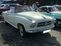 Borgward Isabella Cabriolet aus dem letzten Modelljahr 1961. Insgesamt wurden ca. 30 Isabella Cabriolets im Karosseriewerk Deutsch/Köln hergestellt. Die Basis bildete bei ca. 20 Fahrzeugen die Isabella Limousine und bei den restlichen Wagen das Isabella Coupe. Das Coupe und das Cabriolet war immer mit dem stärkeren Motor der Isabella TS ausgestattet. Dieser Vierzylinderreihenmotor leistet 75 PS aus einem Hubraum von 1493 cm³. 50. Jahrestreffen der Borgward I.G. e.V. an der  Alten Dreherei  in Mülheim an der Ruhr.