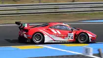 #74 Ferrari 488 GT3 Evo 2020, Kessel Racing, Fahrer: Murat Çuhadaroğlu & David Fumanelli, beim 8. Road to Le Mans Cup, die am 8. und 9. Juni 2023 in Le Mans, support Rennen der 24h Le Mans ausgetragen wurde.
