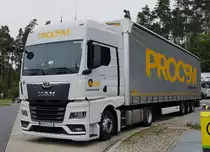 =MAN-Sattelzug der Firma PROCEM rastet an der A 8, 09-2022