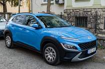 Diesen Hyundai Kona Mk1 Facelift (Farbe: Blue Lagoon) habe ich in April, 2022 gesehen.