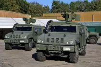 Im Bild leichte taktische Mehrzweckfahrzeuge Iveco LMV (Light Multirole Vehicle) Lynx SPS  (Self-Protection System), welche Anfang September 2023 in Kleine Brogel ausgestellt waren.