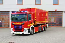 Feuerwehr Schwetzingen Scania G440 WLF mit AB-Gefahrgut/Technik (Florian Schwetzingen 65) am 26.08.23 bei einen Fototermin. Danke für das tolle Shooting 