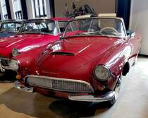 =Auto Union 1000 SP Roadster, Bauzeit 1958 - 1965, 3-Zyl.-Zweitaktmotor mit 55 PS aus 981 ccm, präsentiert vom Zylinderhaus in Bernkastel-Kues, 04-2023