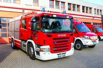 BF Ludwigshafen Scania Rosenbauer HLF20/16 am 24.09.23 beim Tag der offenen Tür an der Wache Nord