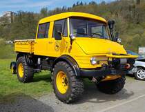 =Unimog 416, Bj. 1968, 5,7 l, 80 PS, steht bei der Oldtimerveranstaltung in Frankenberg/Eder im Mai 2023