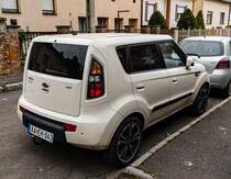 Rückansicht / Seitenansicht: Kia Soul Mk1. Foto: 12.2022.