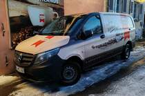 =MB Vito der Kaffeerösterei HENSLER steht im Dezember 2023 in Lindau-Insel