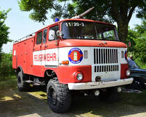 IFA W50L Tanklöschfahrzeug TLF 16,  gesehen am 29.5.2023 in Schierwaldenrath auf dem Gelände der Selfkant Bahn / Schiene trifft Strasse