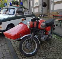 =MZ-Gespann, gesehen bei der Oldtimerausstellung in Spangenberg, 05-2023