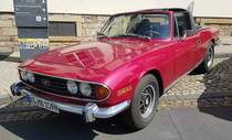 =Triumph Stag Cabrio, gesehen bei der Oldtimerausstellung in Spangenberg, 05-2023