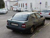 Rückansicht: Nissan Sunny N14. Foto: Januar, 2023.
Frontansicht hier verfügbar: https://www.fahrzeugbilder.de/1200/diesen-nissan-sunny-n14-habe-176424.jpg