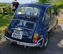 =Fiat 500, gesehen bei der Sonderausstellung Fiat 500 auf Schloss Spangenberg im Mai 2023