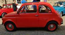=Fiat 500, gesehen bei der Sonderausstellung Fiat 500 auf Schloss Spangenberg im Mai 2023