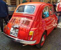 =Fiat 500, gesehen bei der Sonderausstellung Fiat 500 auf Schloss Spangenberg im Mai 2023