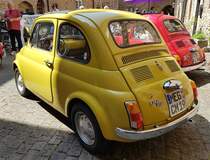 =Fiat 500, gesehen bei der Sonderausstellung Fiat 500 auf Schloss Spangenberg im Mai 2023