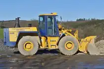 Hanomag Komatsu 60E Radlader, aufgenommen während einer Ladepause. 01.2024