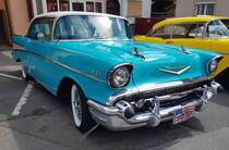 =Chevrolet Series 2400C, 1957er Modell, Karosserieversion Bel Air four door glänzt bei den Fladungen Classics 2023 im Juli 23