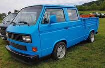 =VW T 3 Doppelkabiner mit Ladepritsche, ausgestellt bei der Oldtimerveranstaltung in Tann/Rhön, 09-2023