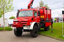 Katastrophenschutz Land Hessen Mercedes Benz Unimog U5023 GW-L Kats am 17.05.24 auf der Rettmobil in Fulda