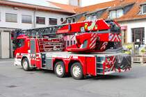 BF Darmstadt Scania Rosenbauer DLK23/12 (Florian Darmstadt 1-30-1) am 24.05.24 bei einen Fototermin. Danke für das tolle Shooting
