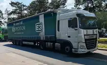 =DAF XF-Sattelzug der E3-Spedition rastet im Juni 2024 an der A 7